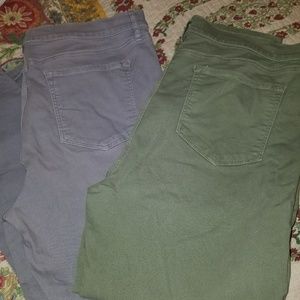 Loft Light Gray and light Green jeans size 14